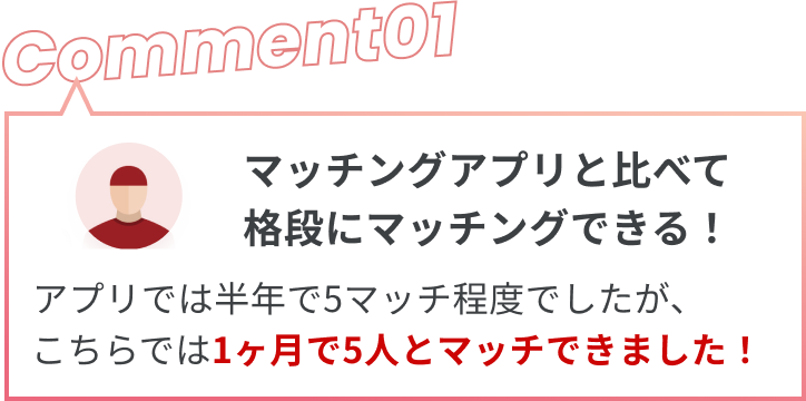 マッチングアプリと比べて、格段にマッチングできる！