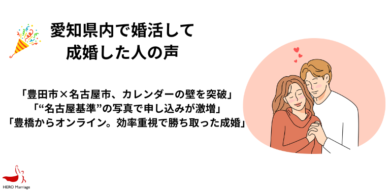 愛知県内で婚活して 成婚した人の声