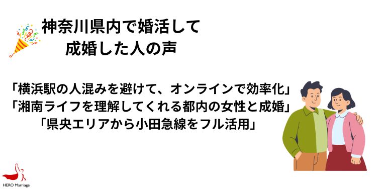神奈川県内で婚活して 成婚した人の声